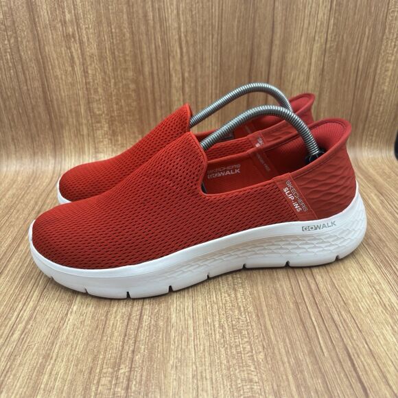 Skechers Womens Go Walk Flex 124963 Red Slip-Ins Memory Foam Sneakers Size 10 - Picture 3 of 8